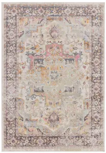 Traditional Persian Floral Abstract Bordered Easy to clean Rug for Dining Room-200cm X 290cm