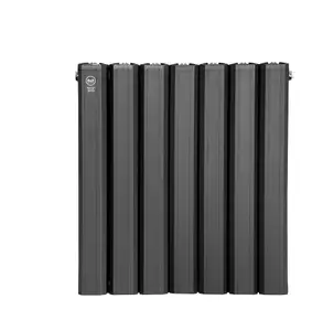 Aluminum Designer Horizontal Radiator Compatible with Heat pump. Model "Pioneer Plus " Black. 500 mm.500mm. Btu/hr:3091