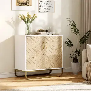 80 x 40 x 76cm Modern Wooden Freestanding Storage Sideboard Cabinet with Metal Base for Living Room,Bedroom,Hallyway