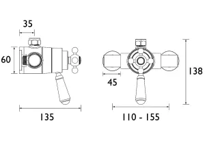 Bristan Traditional Dual Control Monarch Mixer Shower Valve 110 130mm Colonial