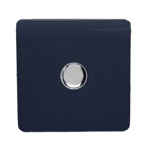 Trendi Switch 1 Gang 1 or 2 way 150w Rotary LED Dimmer Light Switch in Navy Blue