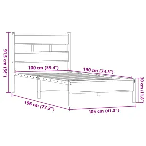 Berkfield Bed Frame without Mattress Brown Oak 100x190 cm Engineered Wood