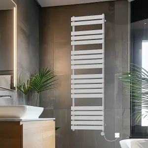 Rinse Bathrooms Smart WiFi Thermostatic Electric Bathroom Flat Panel Heated Towel Rail Radiator with Timer 1800x600mm - Chrome