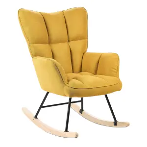 Rocking Chair OULU Fabric Yellow