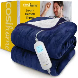 Cosi Home Fleece & Sherpa Electric Heated Throw - Navy