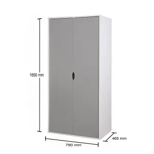 Alton 2 Door Double Wardrobe White & Grey Bedroom Furniture Cupboard