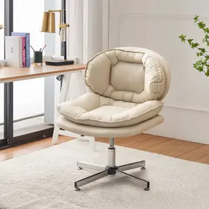 Costway Armless Home Office Chair Upholstered Swivel Computer Chair Height Adjustable Vanity Chair