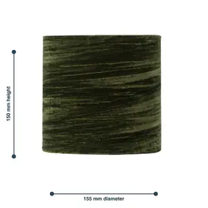 First Choice Lighting Set of 2 Green Crushed Velvet 15.5cm Table Lamp Shades