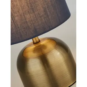 Boyce Satin Silver & White Shade Touch Lamp Antique Brass / Navy