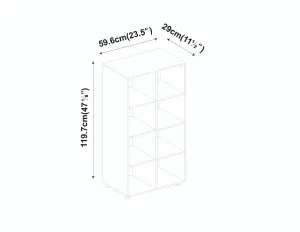 URBNLIVING 119cm Height 8 Cube Bookcase White Wood Door Metal Handle Display Storage Shelf