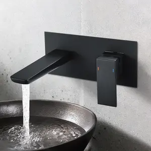 Nes Home Kenson Wall Mounted Basin Mixer Black Matt Tap