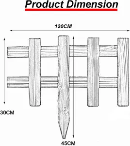 AAMEN 4 x 1.2m Wooden freestanding Picket Fence Panels - Natural Wood