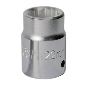 Sealey WallDrive Socket Tool 22mm 3/4" Square Drive Chrome Vanadium Steel S34/22