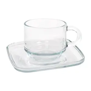 Cozy Stacking Glass Espresso Cups & Saucers 12pc Set - 90ml