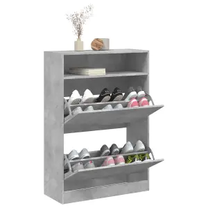 Berkfield Shoe Cabinet with 2 Flip-Drawers Concrete Grey 80x34x116 cm