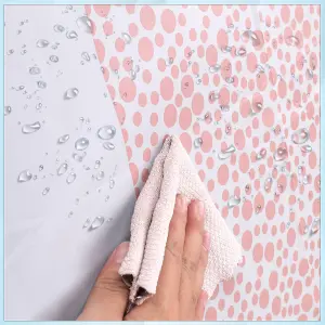 White Plastic Tablecloth, Rose Gold Polka Dot Printed Waterproof Table Cover - 54"x108"