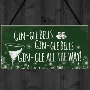 Red Ocean Funny Gin Sign Hanging Plaque Christmas Decoration Xmas Friendship Gift