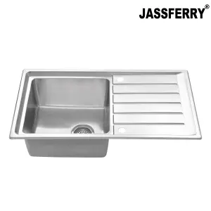 JASSFERRY Stainless Steel Kitchen Sink Como Single Bowl Inset Reversible Drainer