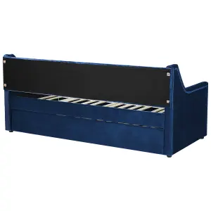 Velvet EU Single Trundle Bed Blue MONTARGIS