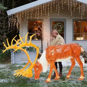 2.6m Outdoor Grazing Stag Reindeerfigure, 5600 White Leds Christmas Figure Deer