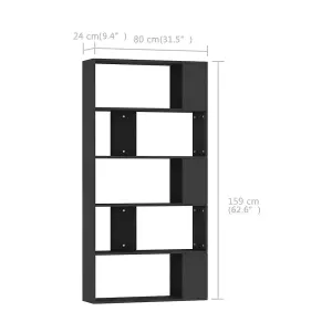 Berkfield Book Cabinet/Room Divider Black 80x24x159 cm Engineered Wood