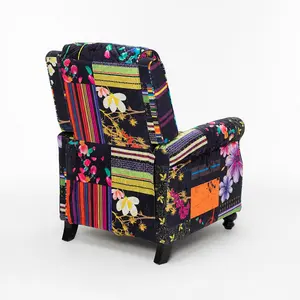 Fabric Black Patchwork Mary Manual Recliner Chair