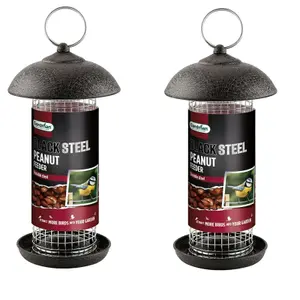 2 x Gardman Black Metal Steel Peanut Wild Bird Hanging Garden Feeder A01171