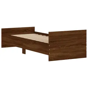 Berkfield Bed Frame Brown Oak 75x190 cm Small Single Engineered Wood