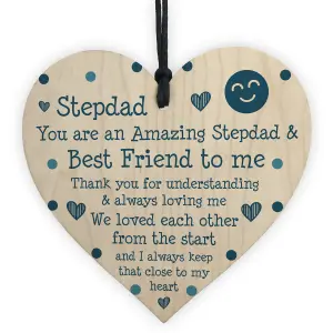 Stepdad Gift Poem Wood Heart Fathers Day Birthday Gift For Stepdad Thank You