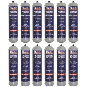 Sealey Gas Cylinder Carbon Dioxide Argon 100g - 12 Pieces MIG/MIX/100/12