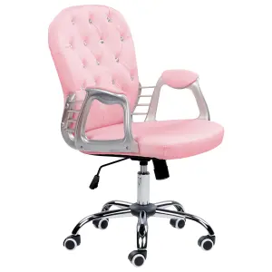 Office Chair Faux Leather Pink PRINCESS