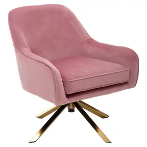 Interiors by Premier Pink Velvet Arm Chair, Luxury Velvet Upholstered Accent Chair, Comfortable Armchair for Home, Office