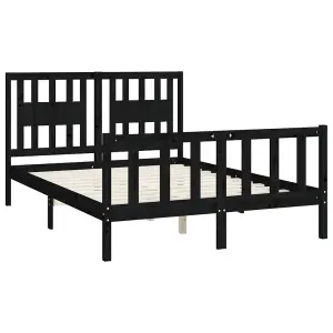 Berkfield Bed Frame with Headboard Black Solid Wood Pine 120x200 cm