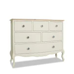 Juliette Champagne Shabby Chic 6 Drawer Chest with Crystal Handles