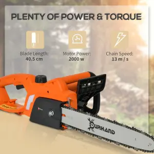 DURHAND Electric Chainsaw Garden Tools 2000 W, 40 cm Blade Corded Aluminum