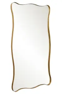 MirrorOutlet The Fluctus Gold Metal Rectangular Wavy Tray Effect Frame Wall Mirror 180CM X 100CM