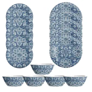 Purely Home Atlantic Blue 15 Piece Melamine Dinnerware Set for 5