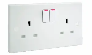 BG Double 13A Gloss White Socket 1 pole