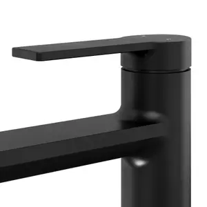 GoodHome Akita Medium Matt Black Round Basin Mixer Tap