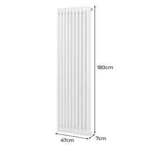 Traditional 2 Column Radiator - 1800 x 472 mm - White