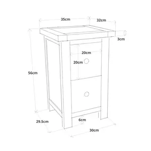 Pompey 2 Drawer Bedside Table Natural