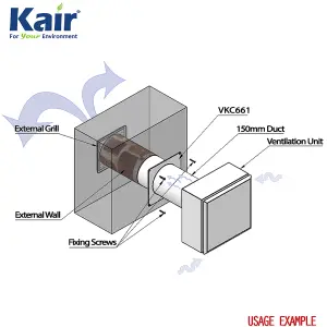 Kair Wall Plate 150mm - 6 inch for Round Ducting