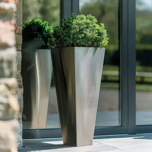 90cm Zinc Silver Tall Tapered Square Planter