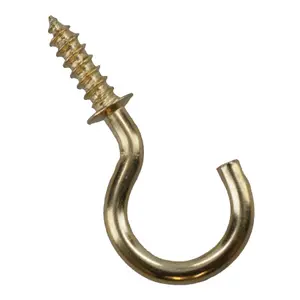 Shouldered Screw Hooks Fasteners Hanger Brass Plated 10mm Dia 19mm Length 16pc