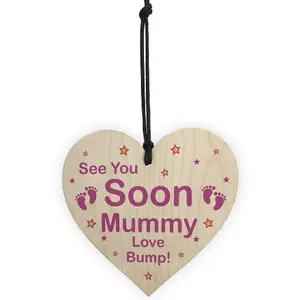 See You Soon Mummy Love Bump Wooden Heart Mummy Gift Bump Gifts Keepsake