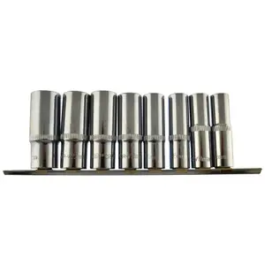 1/2" Drive Deep Metric Sockets 13mm - 24mm 6 sided on Rail 8pc By Bergen AU054