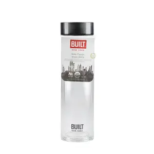 BUILT Tiempo 450ml Insulated Water Bottle, Borosilicate Glass / Stainless Steel - Charcoal