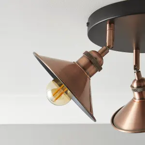 Bureau Satin Black Copper effect 3 Light Spotlight