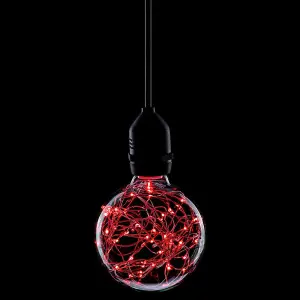 Prolite LED G95 Globe 1.7W B22 Star Effect Funky Filaments Red Clear Polycarbonate