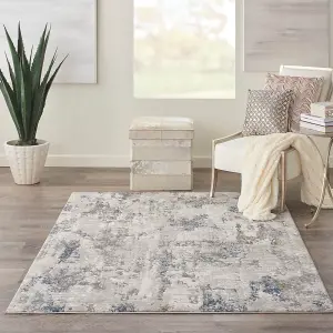 White Blue Modern Easy to Clean Floral Optical/ (3D) Rug For Dining Room Bedroom Living Room-239cm X 300cm